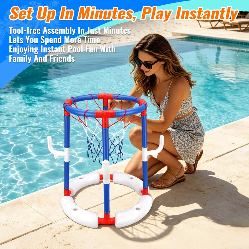 Mocuba Floating Pool Basketball Hoop, Water-Fillable Stable Base