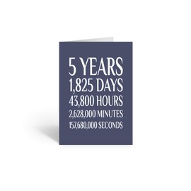 5th Anniversary Card, Birthday Card - Happy 5th Anniversary, Blank