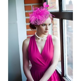 Fascinator Hat for Women Tea Party Hats Mesh Veil Headband Tea Party Headpiece and Lace Glove Set for Women