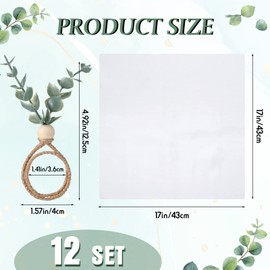 Farmhouse Wooden 24 Pc Eucalyptus Napkin Rings & Cloth Napkins - Rustic Leaf Design for Wedding & Easter Table Decor