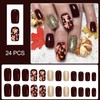 Fall Press on Nails Medium Square Fake Nails Autumn Ombre
