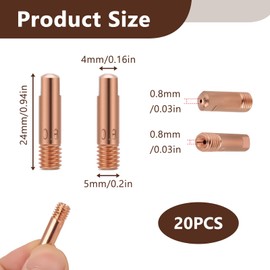 20 pieces 0.8 mm Mig Mag welding contact tips, wear parts set, welding machine welding accessories, welding nozzles M6 0.030 inch power nozzle, copper contact tip for 15AK welding torch accessories