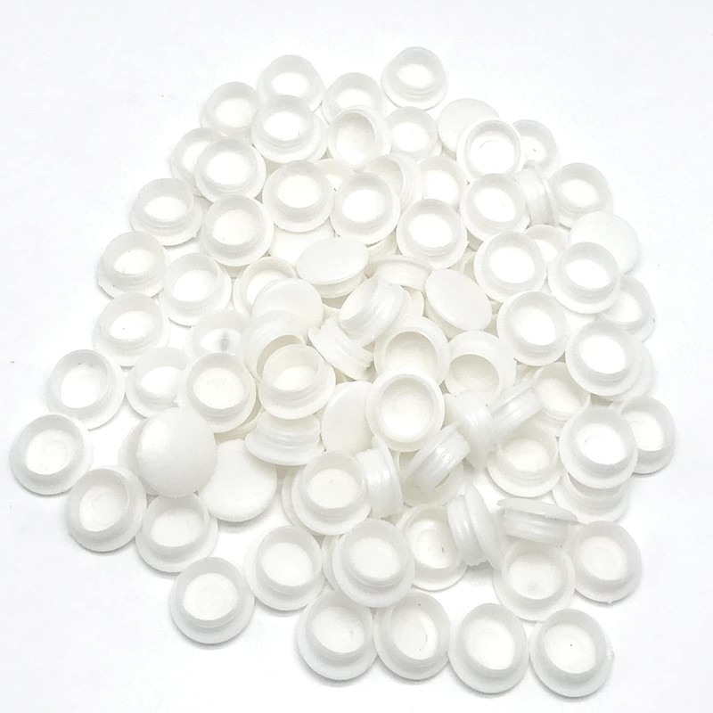 100pcs Plastic White Round Button Plugs Screw Cap, for Chair
