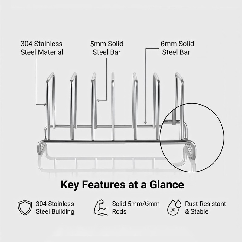 IMEEA Plate Rack 304 Stainless Steel Countertop Dish Holder for