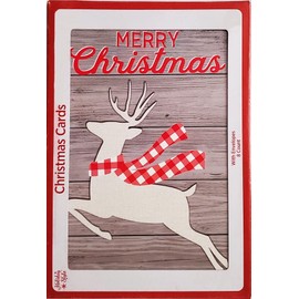 Christmas Boxed Cards Reindeer with Checkered Scarf 8 Count
