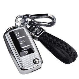 RXXR Car Key Case Compatible with VW, VW Golf Key Box, Key Case Cover for VW Polo Passat Skoda Seat 3 Buttons
