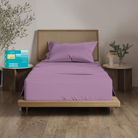 THREAD SPREAD 100% Egyptian Cotton Sheets Twin XL Size - 800 Thread Count 3 PC Twin XL Sheet Sets Cotton, Silky Soft College Dorm Sheets Twin XL Set, 16" Deep Pocket Luxury Cooling Bed Sheets, Plum