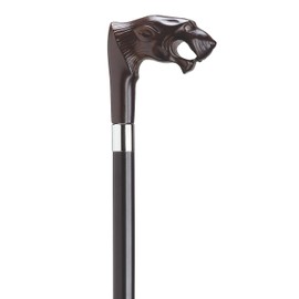 Lion'S Roar Glass Eye Cane Black With Brown Handle  -Affordable Gift! Item #DHAR-9151600