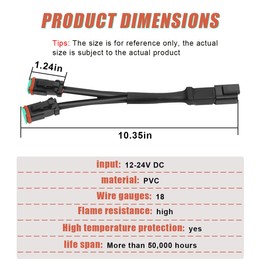 DUSCOKE 2PCS 2Pin Deutsch DT DTP Adapters Connectors Splitters - Universal Plug and Play Y-Shape Wiring Harness Splitters Waterproof for LED Cubes Work Light LED Light Bar Pod Fog Driving Lights