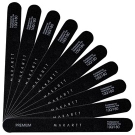 Makartt Nail File - 100/180 Grit Emery Boards for Nails, Professional Nail Files, 10pcs Double Sides Black Coarse Fingernail Filer for Acrylic and Extension Gel Removal Manicure Kit Salon Home Use
