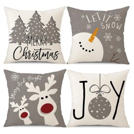 4 Piezas Fundas Navideñas Cojines Adornos Navideños 45x45cm