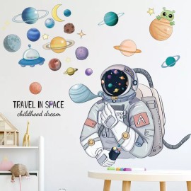 DaraBaby Vinil Decorativo Astronauta Planetas Habitación Niño Bebes