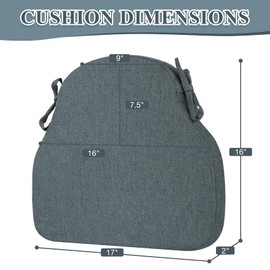 PRONOUS 4 Pack Dark Grey Winsor Chair Cushions with Ties, Dining Kitchen Chair Seat Pads Non Slip Removable Washable Cover 17"x16"