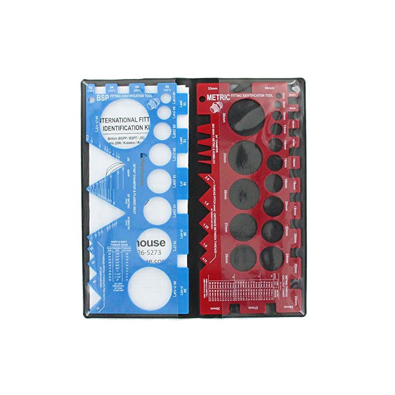 HoseWarehouse Brand TGK01-HW International Thread Identification Kit w/Adaptall Gauges (British