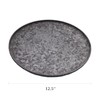 Funerom Round Galvanized Metal Tray Decorative Tray Corrugated Edges (12.6