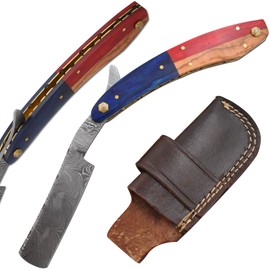 Old Ram Straight Razor | Straight Edge-Razor Sharp High Hardness Real Damascus Steel Cutthroat Straight Edge-Blade | Barber Razor (326)