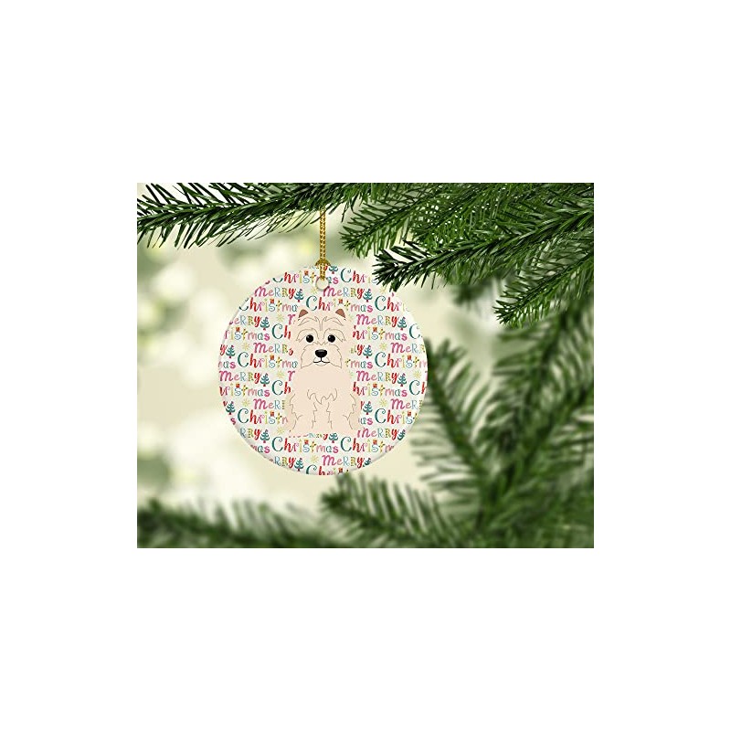 Caroline's Treasures WDK1585CO1 Merry Christmas Westie Ceramic Ornament, 3 in,