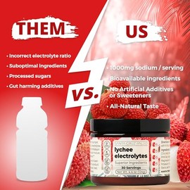 NourishLife- Santa Cruz Paleo Real Sal Electrolitos en Polvo, Lichis, Hecho con Sal Rosa del Himalaya, Sal Marina, Mag