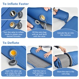 Giantex 4 Inch Self Inflating Camping Mat, Blue, Waterproof & Durable TPU Material, Portable & Lightweight Design