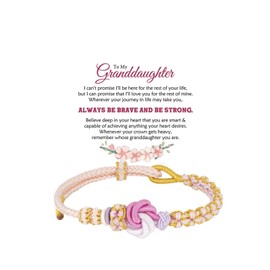 DivaGlamz For Granddaughter - A Link That Can Never Be Undone Peach Blossom Infinite Knot Bracelet, Always Be Brave And Be Strong Adjustable Braided Jewelry Gift, Large, Cotton, no gemstone