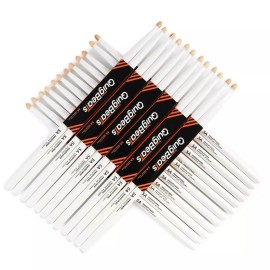 CONSDAN QuigBeats Drum Sticks, Hickory 5A Drumsticks Set for Adults & Kids, White - 12 Pairs