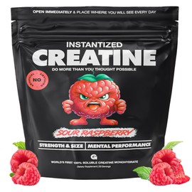 Gains in Bulk Instantized Creatine Monohydrate for Women and Men, Soluble Pre Workout Powder, Supports Muscle Building, Strength and Performance, Bodybuilding Supplements, Sour Raspberry, 30 Servings