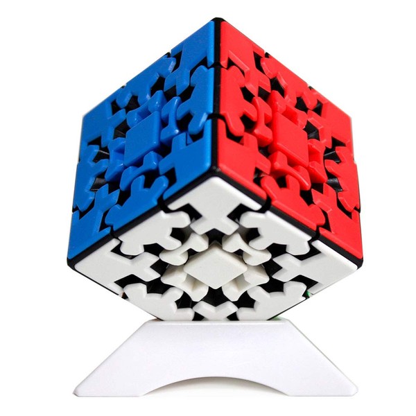OJIN Yumo Gear Cube 3 x 3 Puzzle Kungfu Cube 3D Puzzle 3 x 3 x 3 Cube Puzzle Smooth Cube Twist Puzzle Cube with One Cube Tripod (No Sticker)