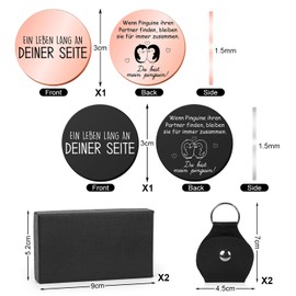 Sprinlot Keychain Penguin Lovers Gifts, Penguin Keyring for Couples, Black & Rose Gold