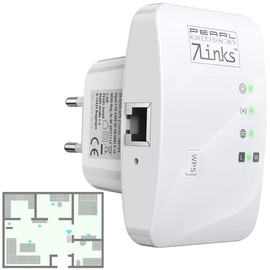 7links Internet Amplifier: Mini WiFi Repeater with WPS Button, 300 Mbit/s, 2.4 GHz & LAN Connection (WLAN Gain, WiFi Amplifier, Device Connection)