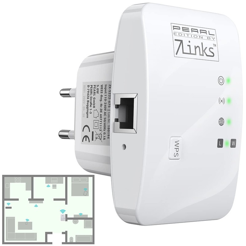 7links Internet Amplifier: Mini WiFi Repeater with WPS Button, 300