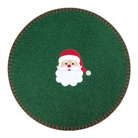 C&F Home Santa Felt Round Single Placemat Solid Green Christmas Holiday Embroidered Edge Green