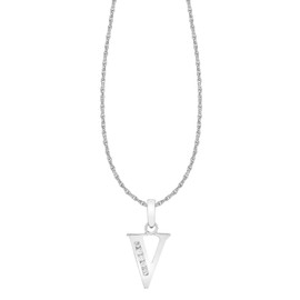 Carissima Gold Women's 9 ct White Gold Cubic Zirconia Initial V Pendant on 9 ct White Gold 0.8 mm Prince of Wales Chain Necklace of Length 46 cm/18 Inch