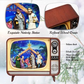 SMOOTHWIND 9.5'' Retro TV Nativity Snow Globe Water Lantern - Christmas Village, Swirling Glitter Decoration, USB Battery Operated - Lighted Musical Snowglobe Lantern Kids Xmas Gift, Home Décor