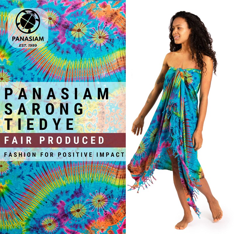 PANASIAM Batik Sarong for Men and Women, Tie Dye Pareo