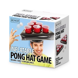 Kovot Pong Hat Game Set | Includes (2) Inflatable Pong Hats (12) 16oz Red Cups (2) Pong Balls & Game Rules
