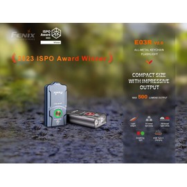 FENIX E03R V2.0 Full Metal High Brightness Keychain Torch, EDC Small Flashlight, Red Light, White Light, Intelligent Temperature Control, IP66 Protection, with USB-C Charge, Grey