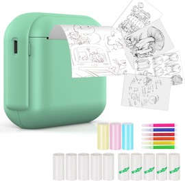 Foluu Mini Bluetooth Thermal Printer - Portable Inkless Photo Text Label Maker for DIY Handcrafts, Sketches, Lists, Memo, Notes, Journals, Receipts - Instant Printing Machine (Green)