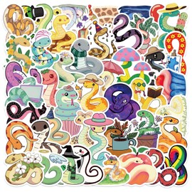 50PCS Snake Stickers Pack Party Favors Waterproof Vinyl Cute Snake Stickers Cartoon Laptop Decals for Laptop Water Bottles Skateboard Computer Scrapbook