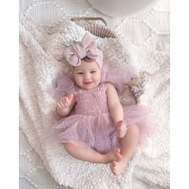 Meihuida Newborn Baby Girl Sleeveless Romper Summer Clothes with Headband Tulle Tutu Dress Infant Boho Outfits Dots Purple 3-6 Months