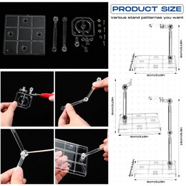 RattanView 6 Set Action Figure Stand with Screwdriver Doll Figure Display Holder Base Clear Action Figure Accessories Plastic Figure Stand Display for 1/144 HG/RG Figure Model Toy(Square)