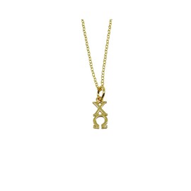 Sorority Things Vertical Chi Omega Chi O Greek Sorority Lavalier Drop Charm Pendant High Polish Finished Gold Plated (16 inch)