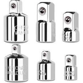 6 count impact Socket Adapter and Reducer Set, 1/4", 3/8", 1/2", 3/4" Chrome Vanadium Steel impact Ratchet/Socket Extension/Conversion Kit for automotive maintenance construction engineering - Color: Silver