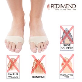 4PCS of Metatarsalgia Inserts by PEDIMEND - Metatarsal Gel Pads Sleeve for Ball of Foot Cushion - For Big & Little Toe Overlap - Absorbs Shock & Frictions - Metatarsal Morton's Neuroma Pad - Foot Care