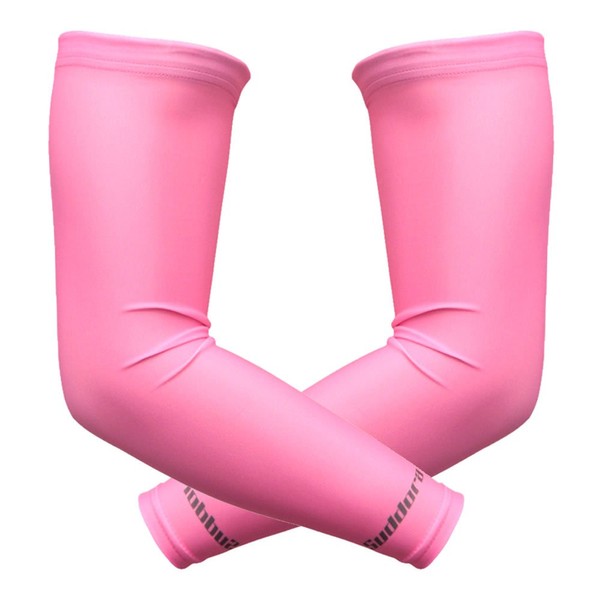 Suddora Arm Sleeves (Pair) - Sun Sleeves for Men and Women w/ UV Protection for Cycling, Basketball, Running, Football, Outdoor Sports (Pink)