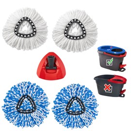 O-Cedar Mop Head Replacement – 4 Pcs Durable and Machine Washable Mop Heads Replacements with Triangle Spin Mop Replacement Head Base – Compatible with O-Cedar Mop, O-Cedar Spin Mop, & Ocedar Mop Head