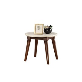 acme Gasha End Table, White Marble & Walnut Mid-Century/White Marble & Walnut/