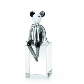 JATYFING Fairy Decor Crystal Paperweight Mouse Decor Miniature Figurines for Desk Collectible Glass Paperweight (Black)