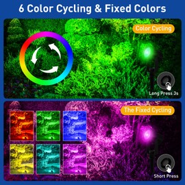 T-SUNUS Solar Spot Lights Outdoor Color Changing, Solar Landscape Spotlights RGB Lighting Waterproof IP65 Wall Lamp 9.8ft Cable for Patio, Pathway, Yard, Garden, Holiday Decoration (Multi-Color)
