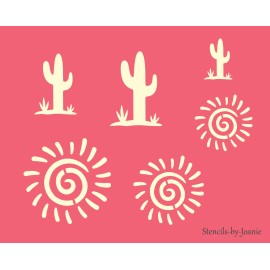 Stencils by Joanie Southwest Sun Cactus Aztec Hopi Desert Shapes DIY Art Signs