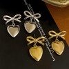 Gold/Silver Heart Dangle Earrings For Women Ribbon Bow Dangle Earrings